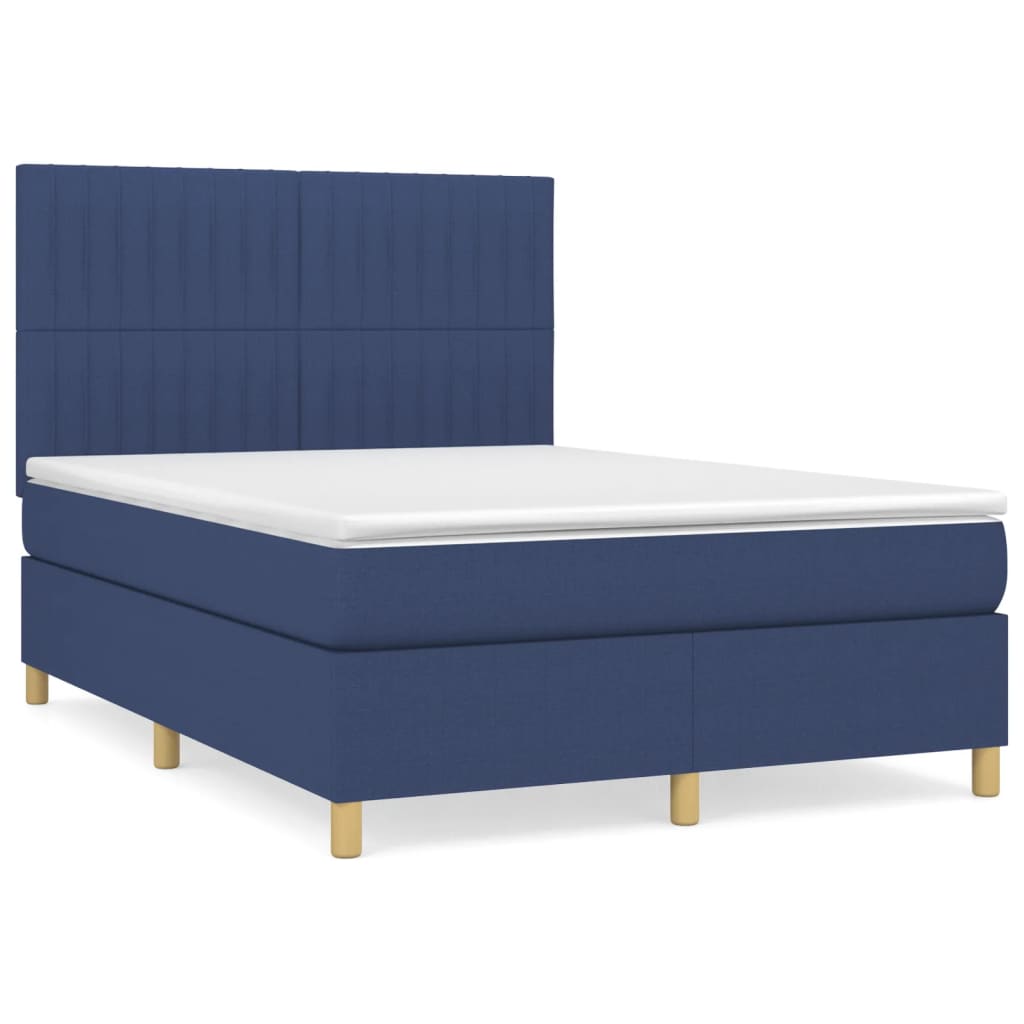 Sommier à lattes de lit avec matelas Bleu 140x200 cm Tissu - XIOS