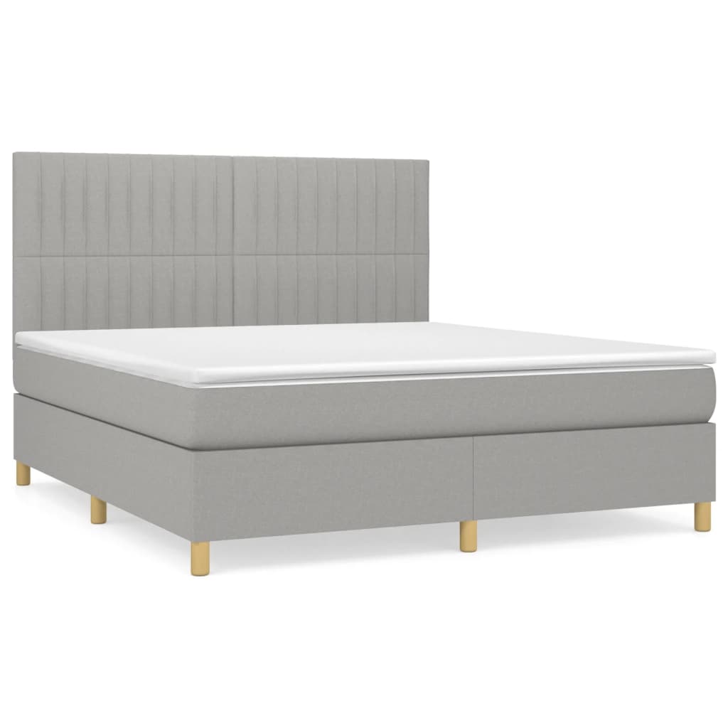 Sommier à lattes de lit avec matelas Gris clair 160x200cm Tissu - XIOS