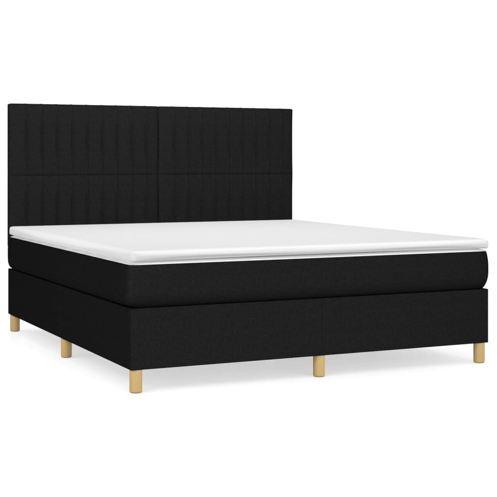 Sommier à lattes de lit avec matelas Noir 160x200 cm Tissu - XIOS