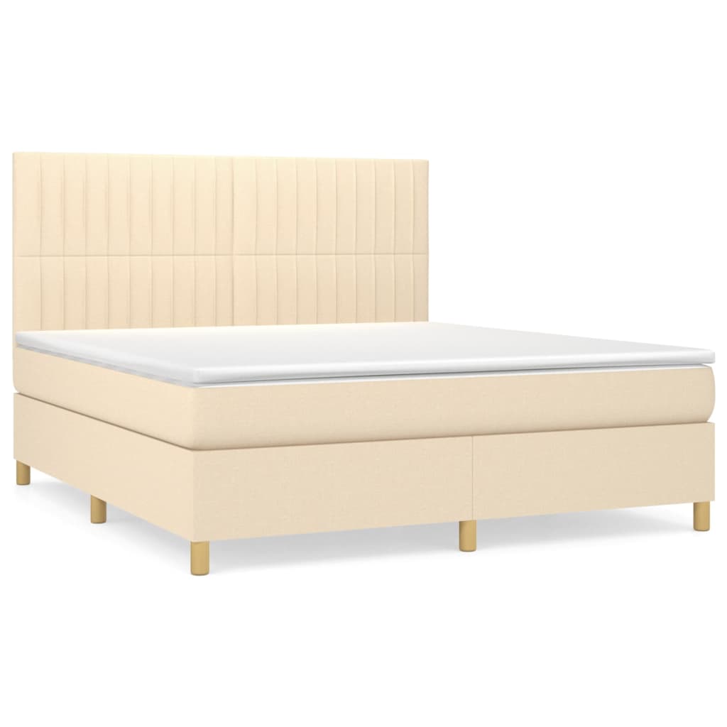 Sommier à lattes de lit avec matelas Crème 160x200 cm Tissu - XIOS
