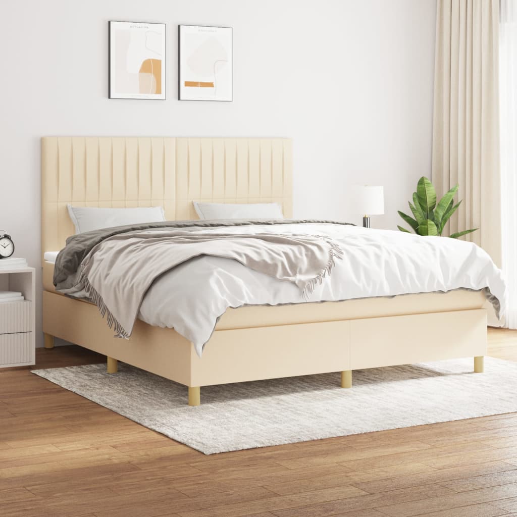 Sommier à lattes de lit avec matelas Crème 160x200 cm Tissu - XIOS