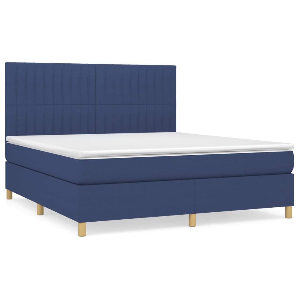Sommier à lattes de lit avec matelas Bleu 160x200 cm Tissu - XIOS
