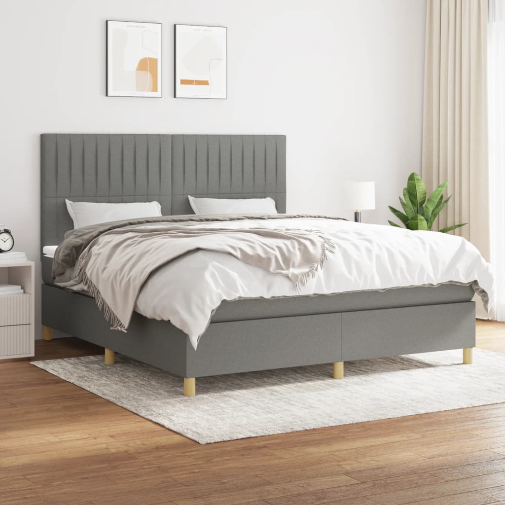 Sommier à lattes de lit avec matelas Gris foncé 180x200cm Tissu - XIOS