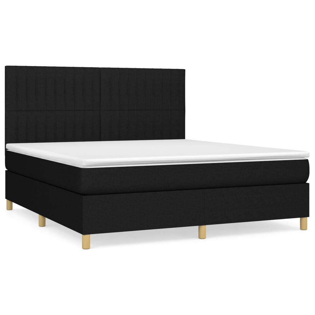 Sommier à lattes de lit avec matelas Noir 180x200 cm Tissu - XIOS