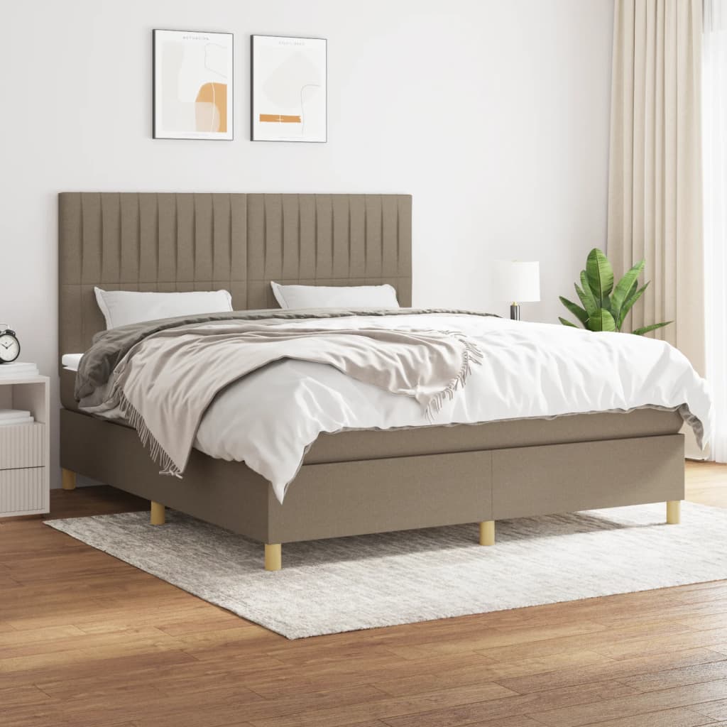 Sommier à lattes de lit avec matelas Taupe 180x200 cm Tissu - XIOS