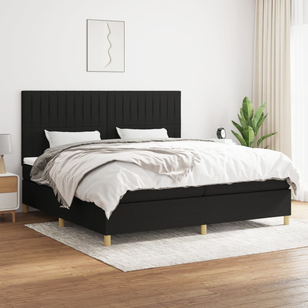 Sommier à lattes de lit avec matelas Noir 200x200 cm Tissu - XIOS