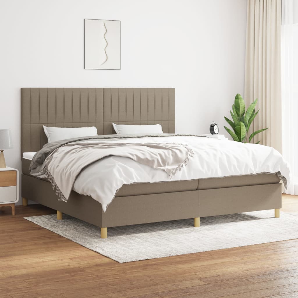 Sommier à lattes de lit avec matelas Taupe 200x200 cm Tissu - XIOS