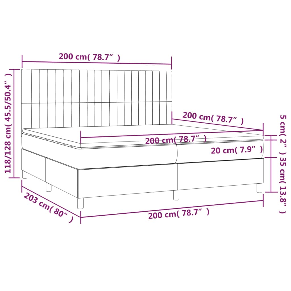 Sommier à lattes de lit avec matelas Crème 200x200 cm Tissu - XIOS