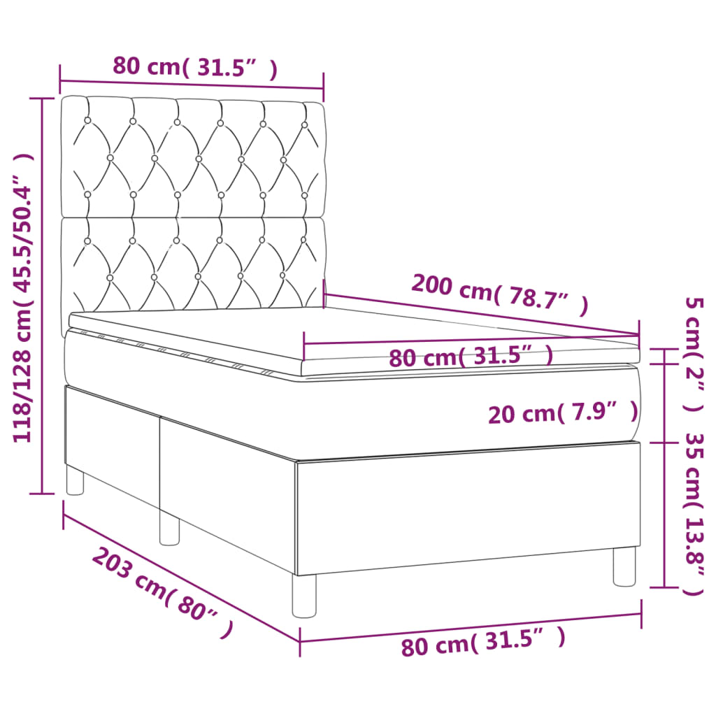 Sommier à lattes de lit avec matelas Gris clair 80x200 cm Tissu - XIOS