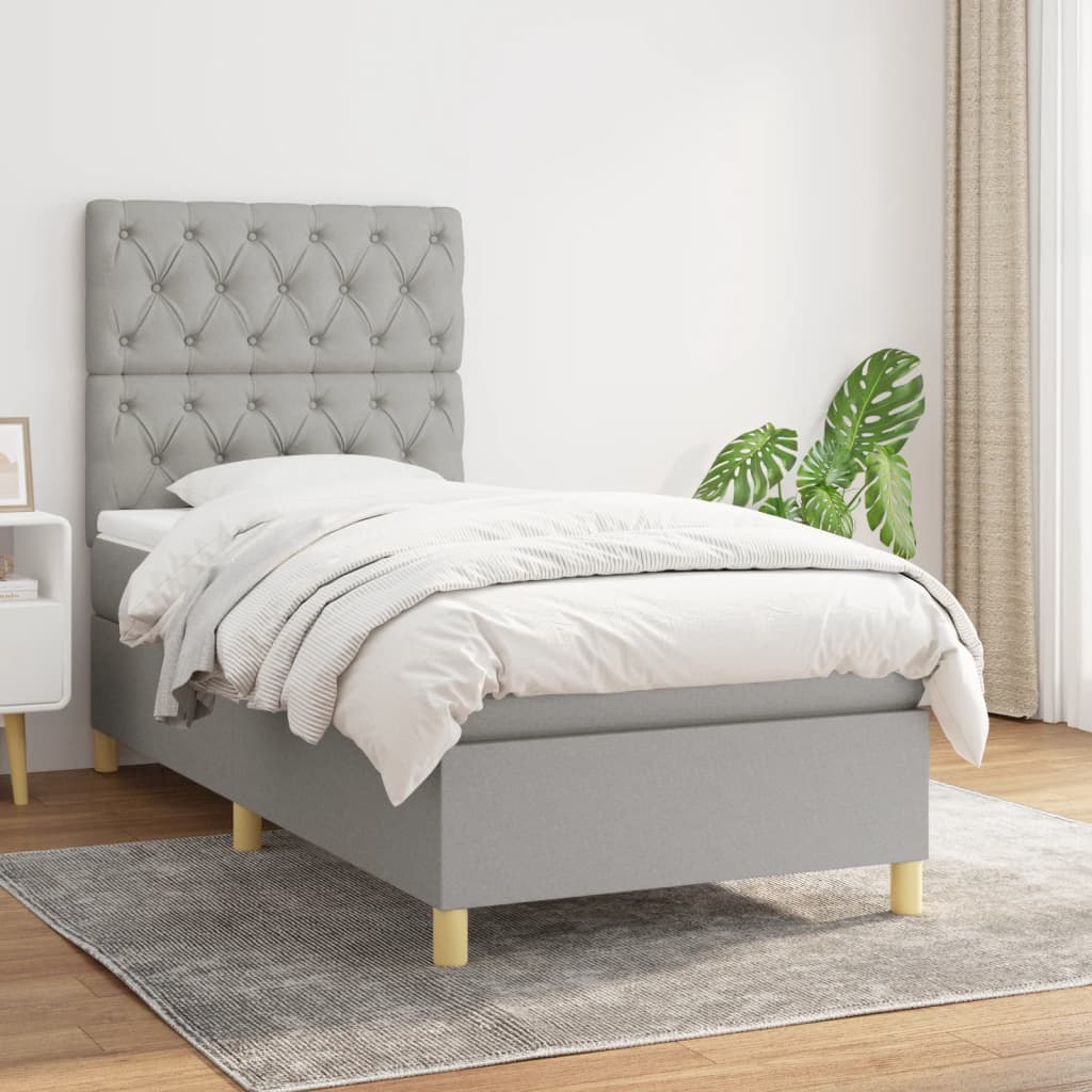 Sommier à lattes de lit avec matelas Gris clair 80x200 cm Tissu - XIOS