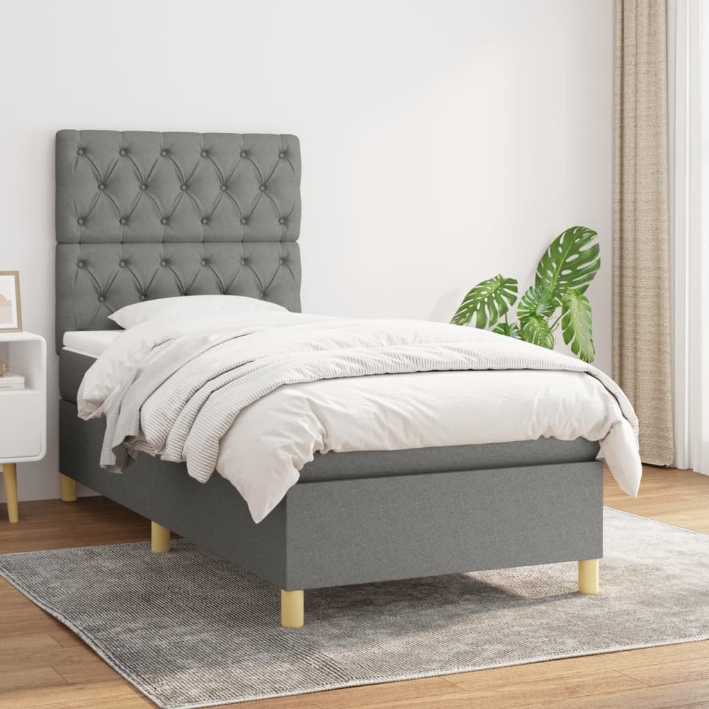 Sommier à lattes de lit avec matelas Gris foncé 80x200 cm Tissu - XIOS