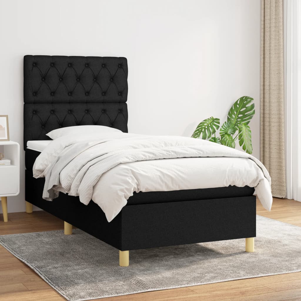 Sommier à lattes de lit et matelas Noir 80x200 cm Tissu - XIOS