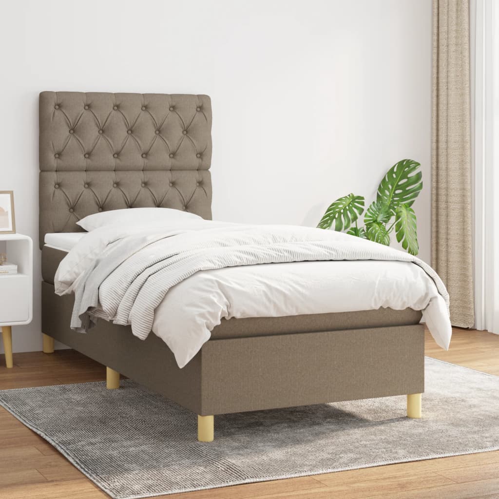 Sommier à lattes de lit avec matelas Taupe 80x200 cm Tissu XIOS