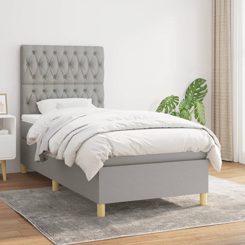 Sommier à lattes de lit avec matelas Gris clair 90x200 cm Tissu - XIOS