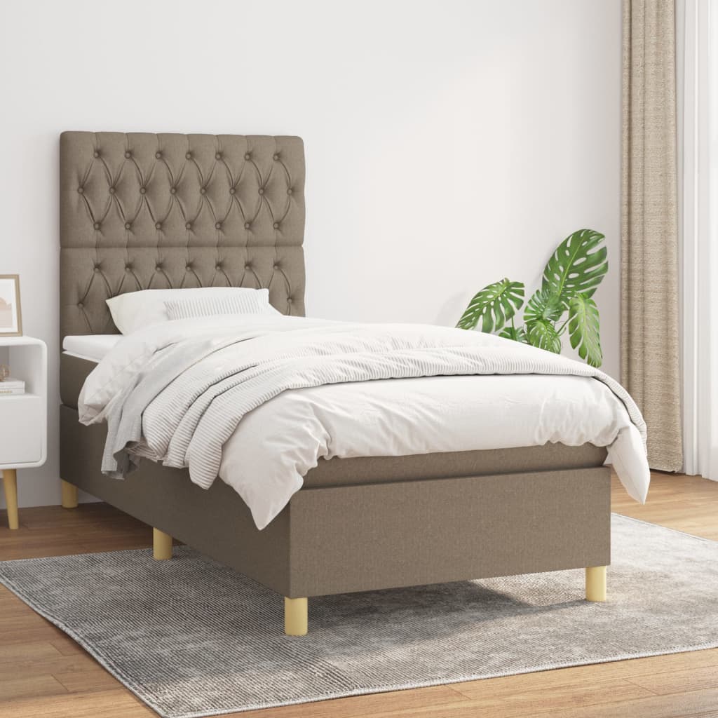 Sommier à lattes de lit avec matelas Taupe 100x200 cm Tissu - XIOS