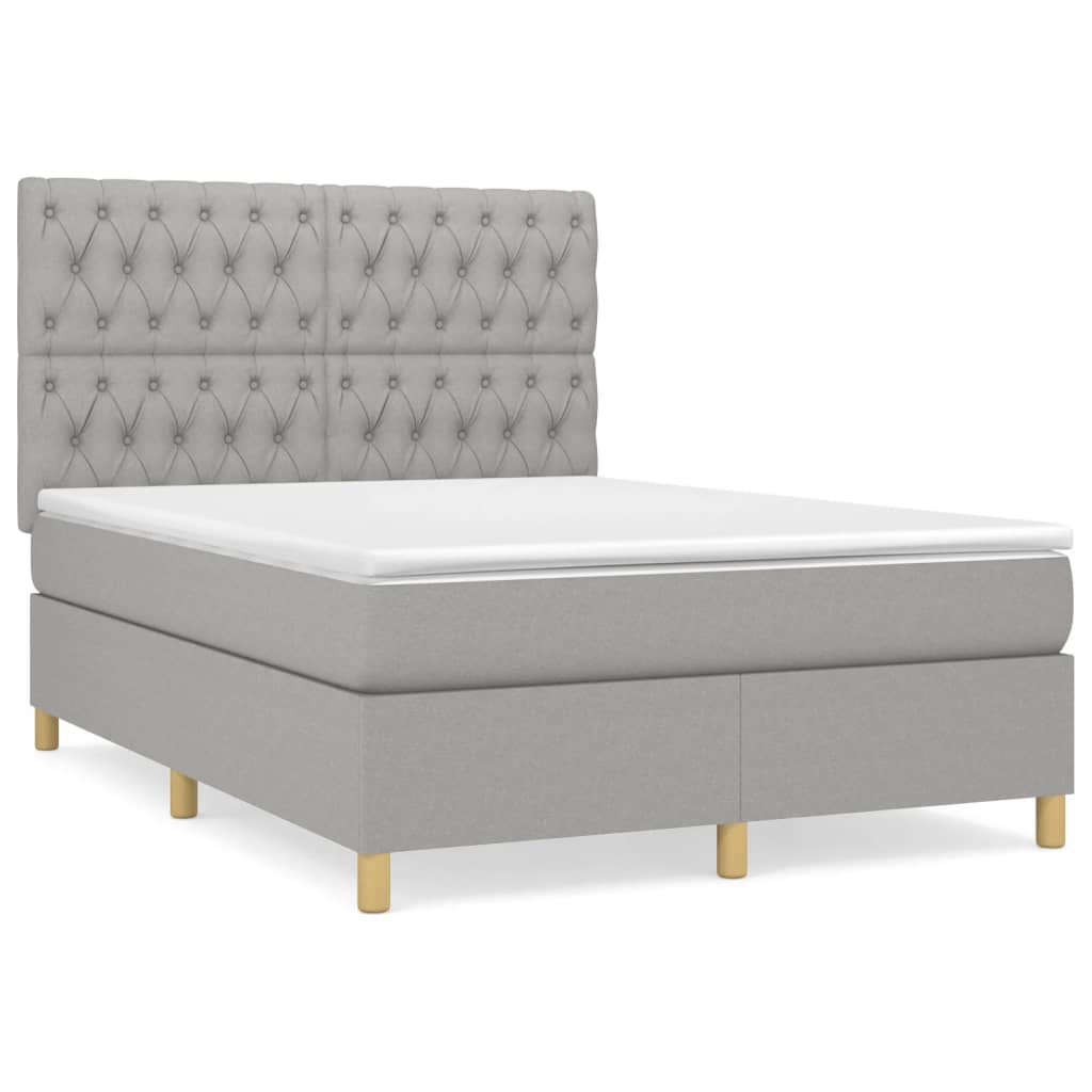 Sommier à lattes de lit avec matelas Gris clair 140x190cm Tissu - XIOS