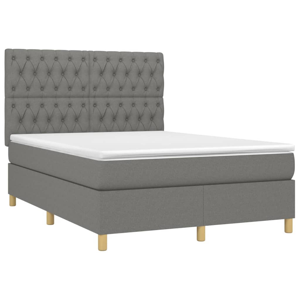 Sommier à lattes de lit avec matelas Gris foncé 140x190cm Tissu - XIOS
