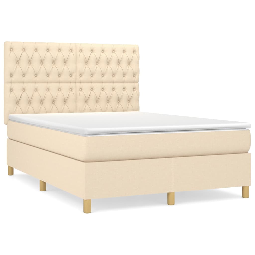 Sommier à lattes de lit avec matelas Crème 140x200 cm Tissu - XIOS
