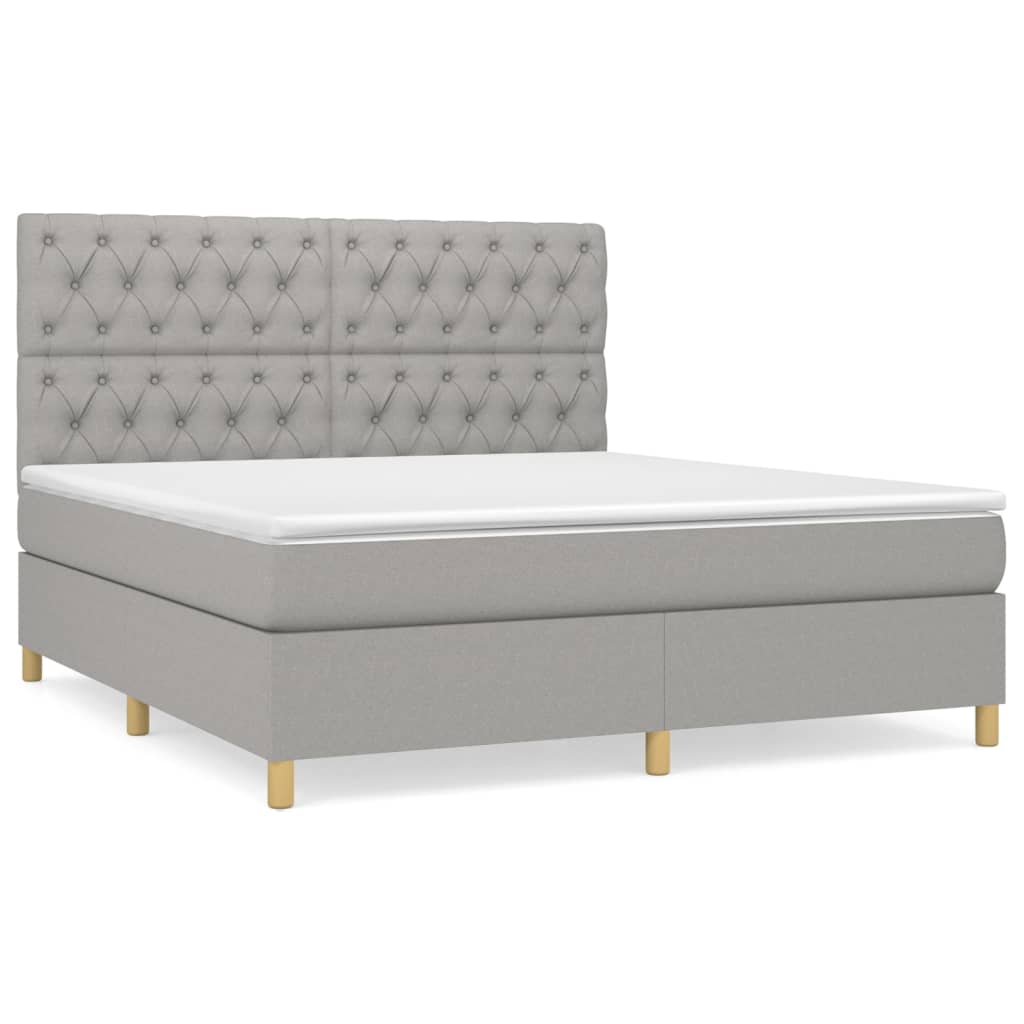 Sommier à lattes de lit avec matelas Gris clair 160x200cm Tissu - XIOS