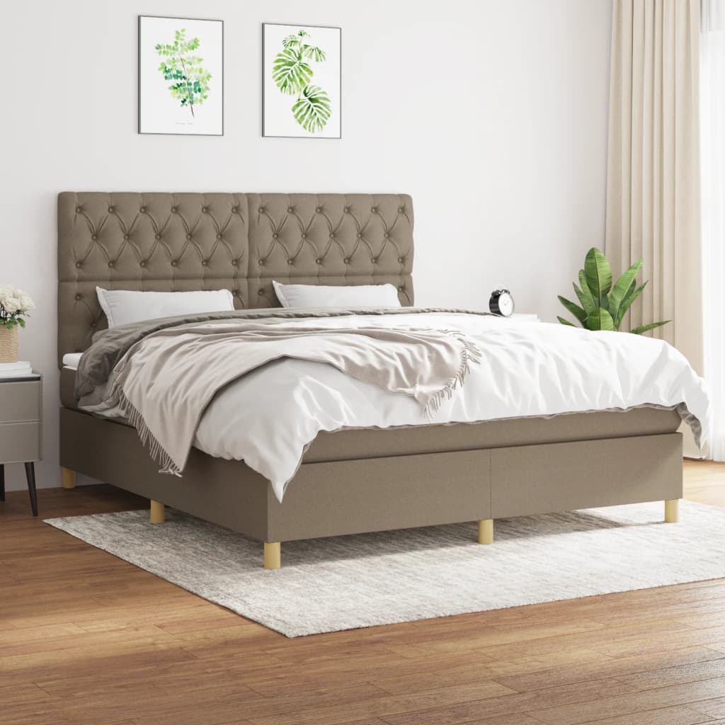 Sommier à lattes de lit avec matelas Taupe 160x200 cm Tissu - XIOS