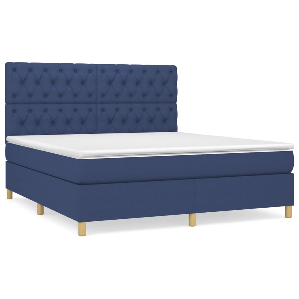 Sommier à lattes de lit avec matelas Bleu 160x200 cm Tissu - XIOS