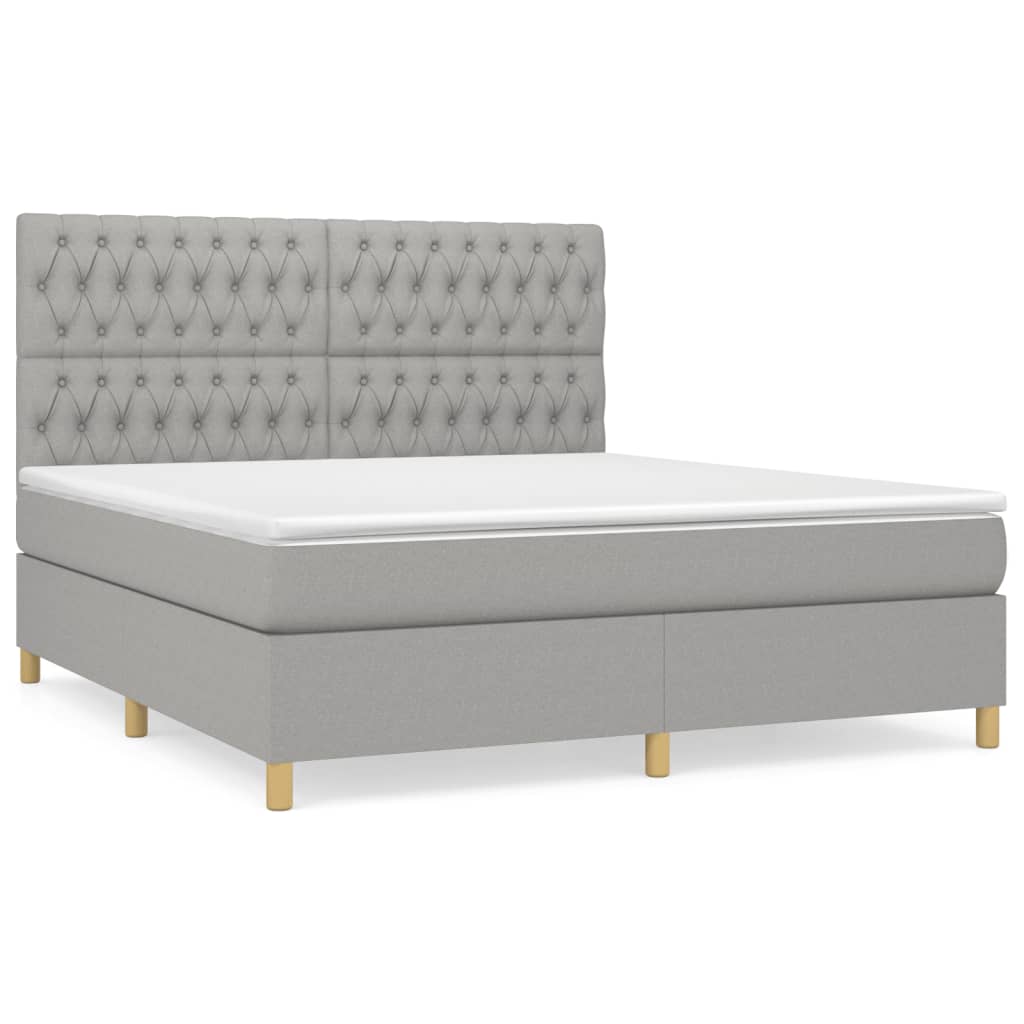 Sommier à lattes de lit avec matelas Gris clair 180x200cm Tissu - XIOS