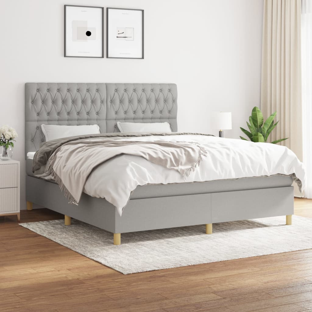 Sommier à lattes de lit avec matelas Gris clair 180x200cm Tissu - XIOS