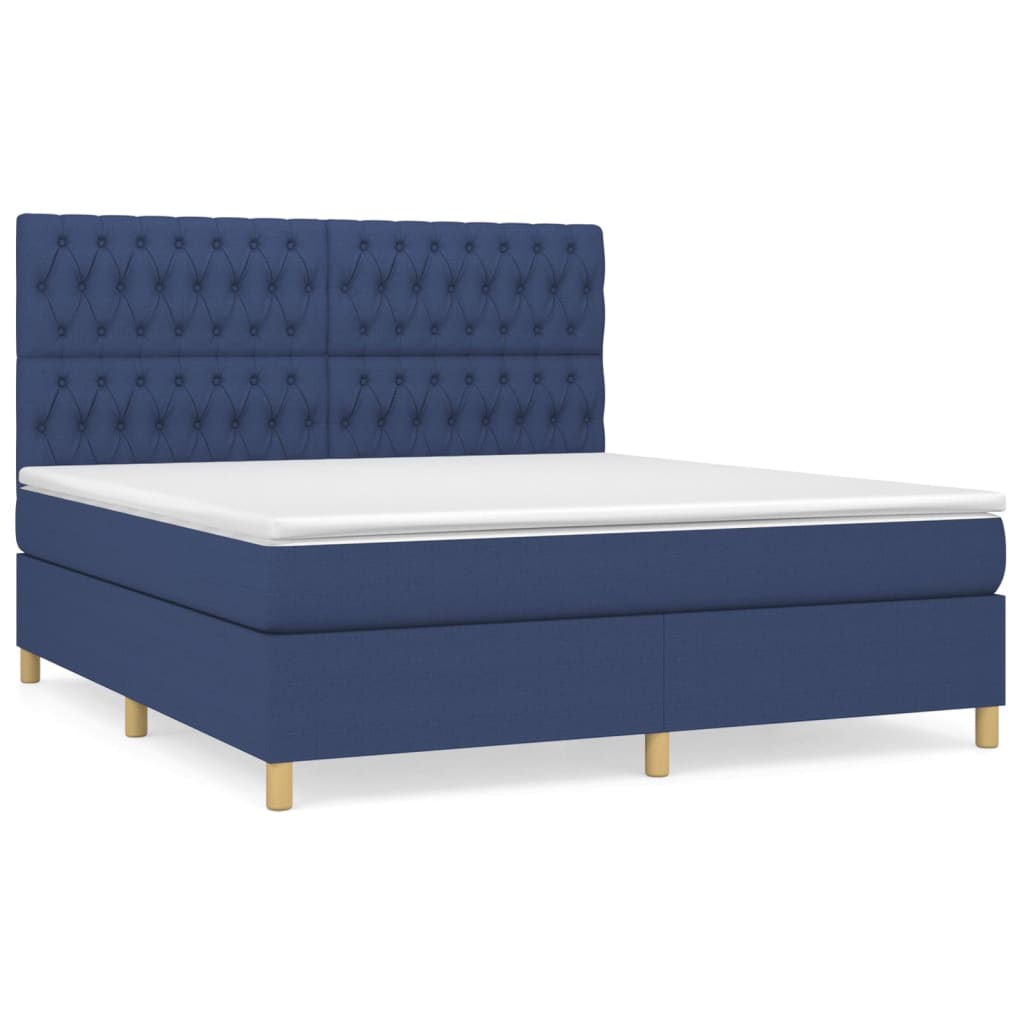 Sommier à lattes de lit avec matelas Bleu 180x200 cm Tissu - XIOS