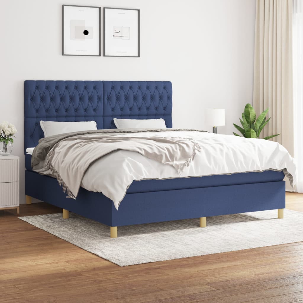 Sommier à lattes de lit avec matelas Bleu 180x200 cm Tissu - XIOS