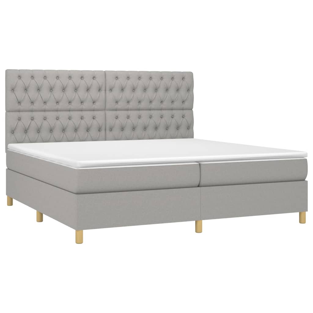 Sommier à lattes de lit avec matelas Gris clair 200x200cm Tissu - XIOS