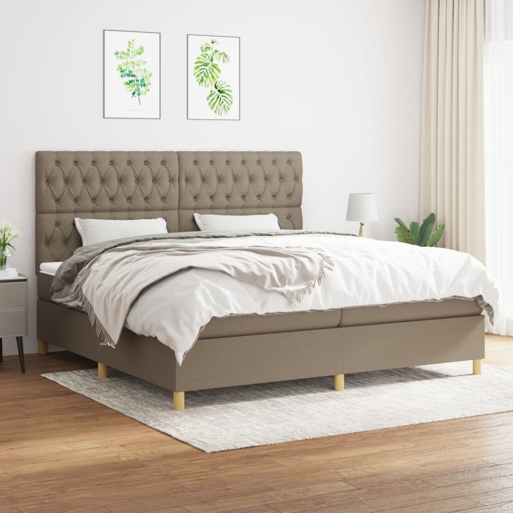Sommier à lattes de lit avec matelas Taupe 200x200 cm Tissu - XIOS