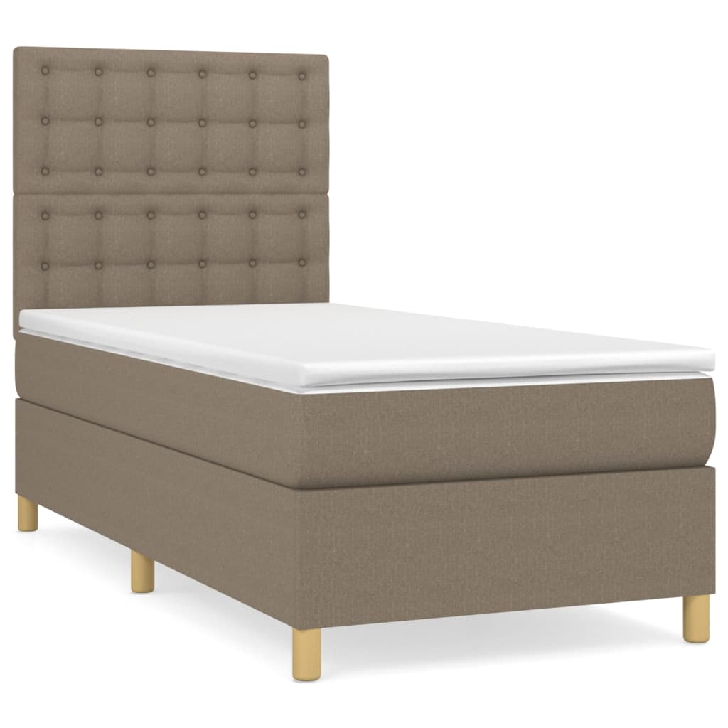 Sommier à lattes de lit avec matelas Taupe 90x190 cm Tissu - XIOS