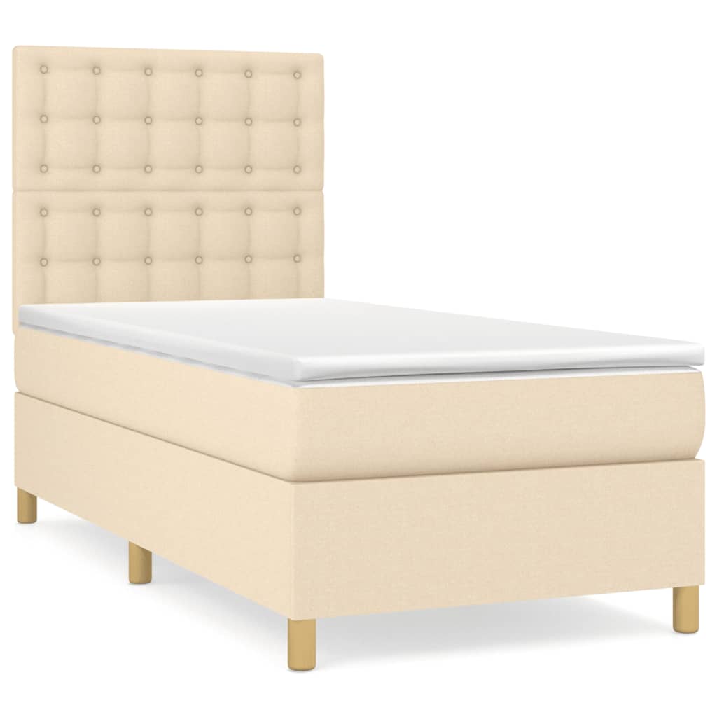 Sommier à lattes de lit et matelas Crème 90x190 cm Tissu - XIOS