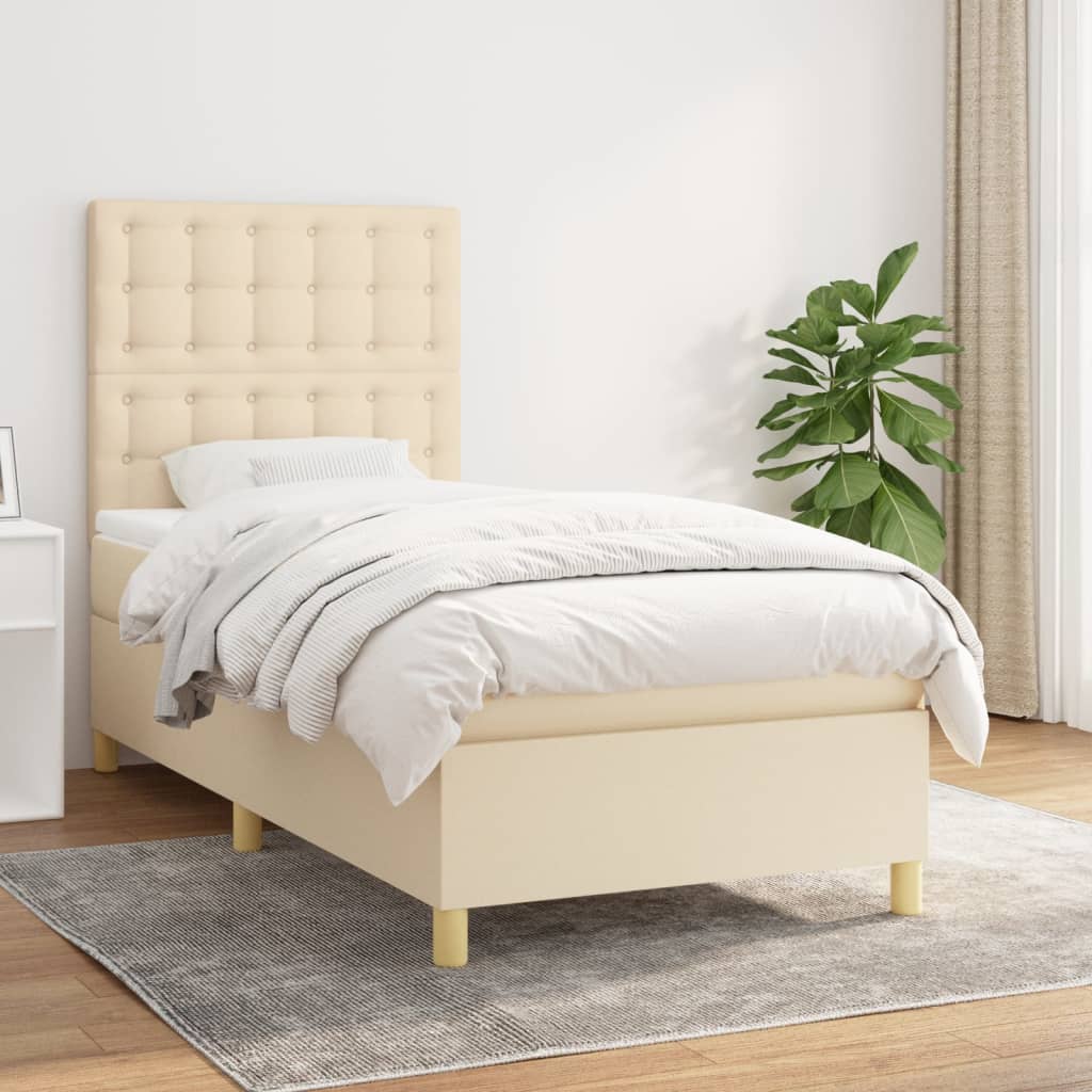 Sommier à lattes de lit et matelas Crème 90x190 cm Tissu - XIOS