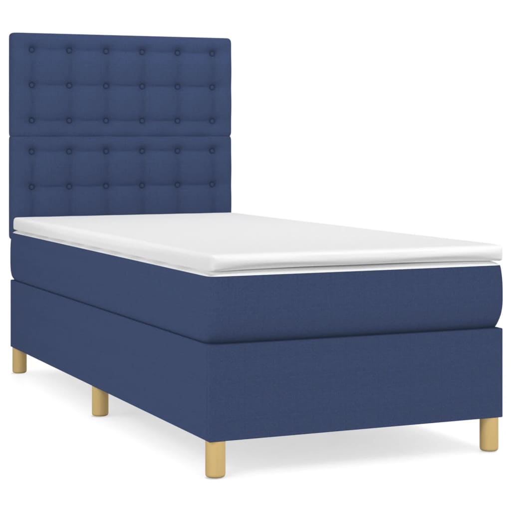 Sommier à lattes de lit avec matelas Bleu 90x190 cm Tissu - XIOS