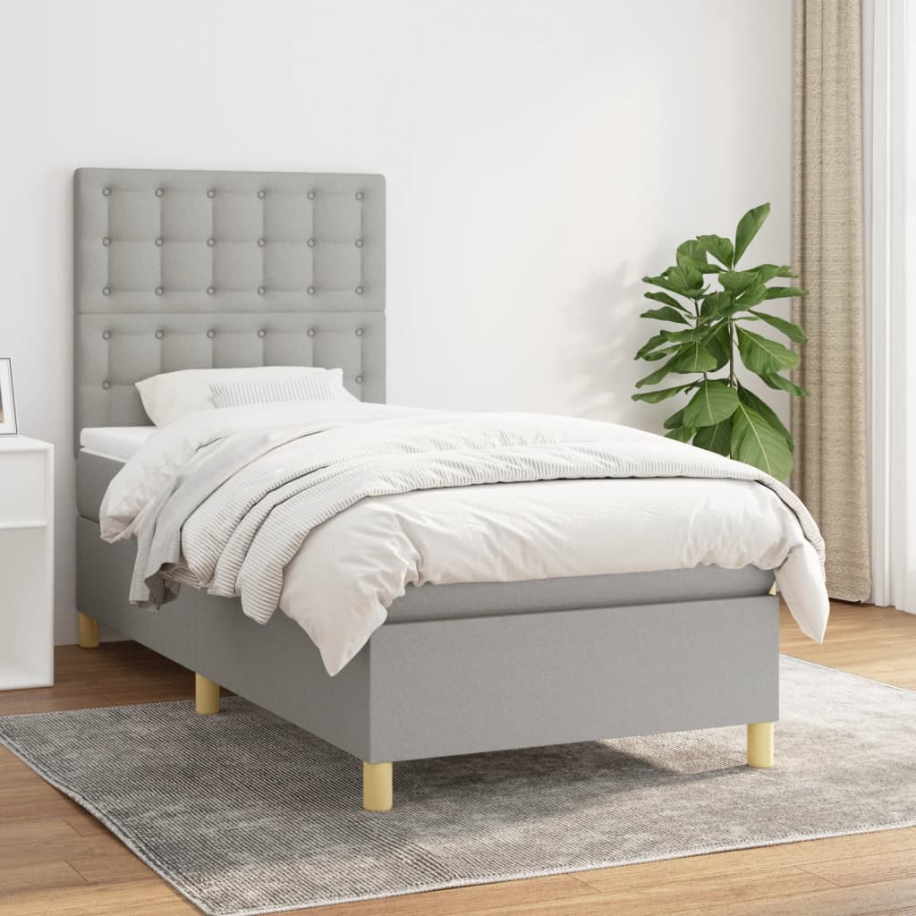 Sommier à lattes de lit avec matelas Gris clair 90x200 cm Tissu - XIOS