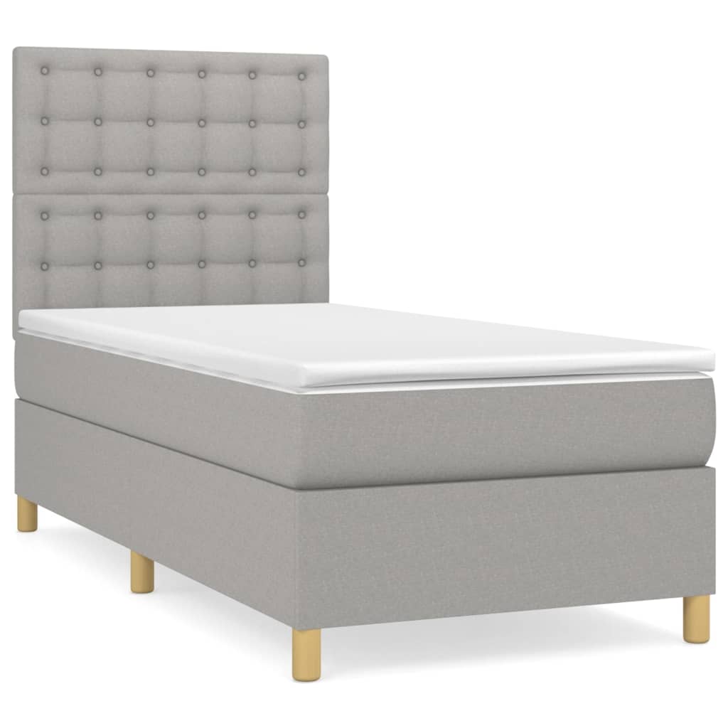Sommier à lattes de lit avec matelas Gris clair 100x200cm Tissu - XIOS