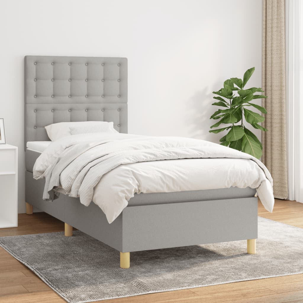 Sommier à lattes de lit avec matelas Gris clair 100x200cm Tissu - XIOS