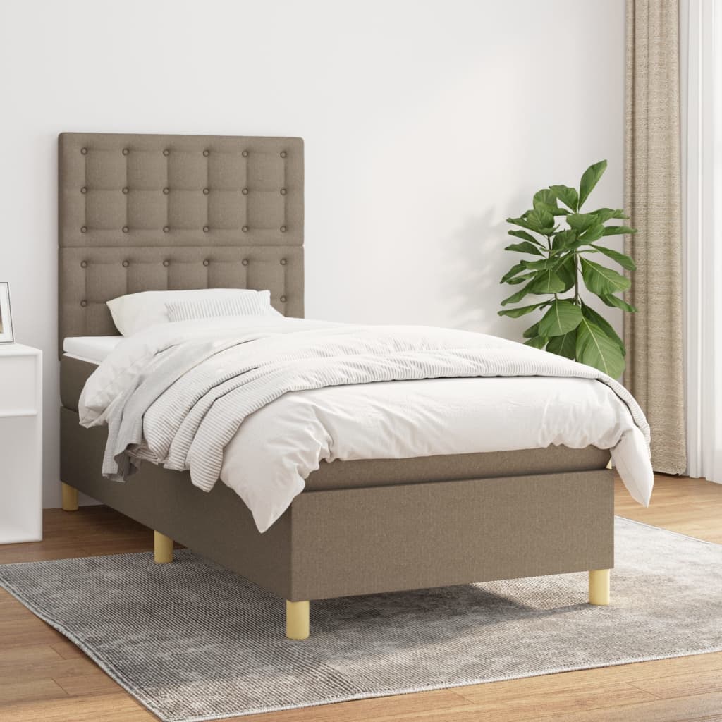 Sommier à lattes de lit avec matelas Taupe 100x200 cm Tissu - XIOS
