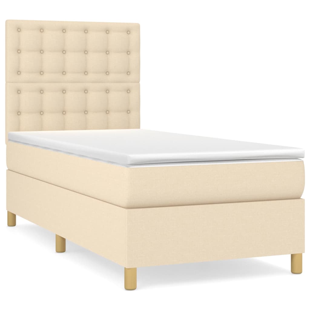 Sommier à lattes de lit avec matelas Crème 100x200 cm Tissu - XIOS