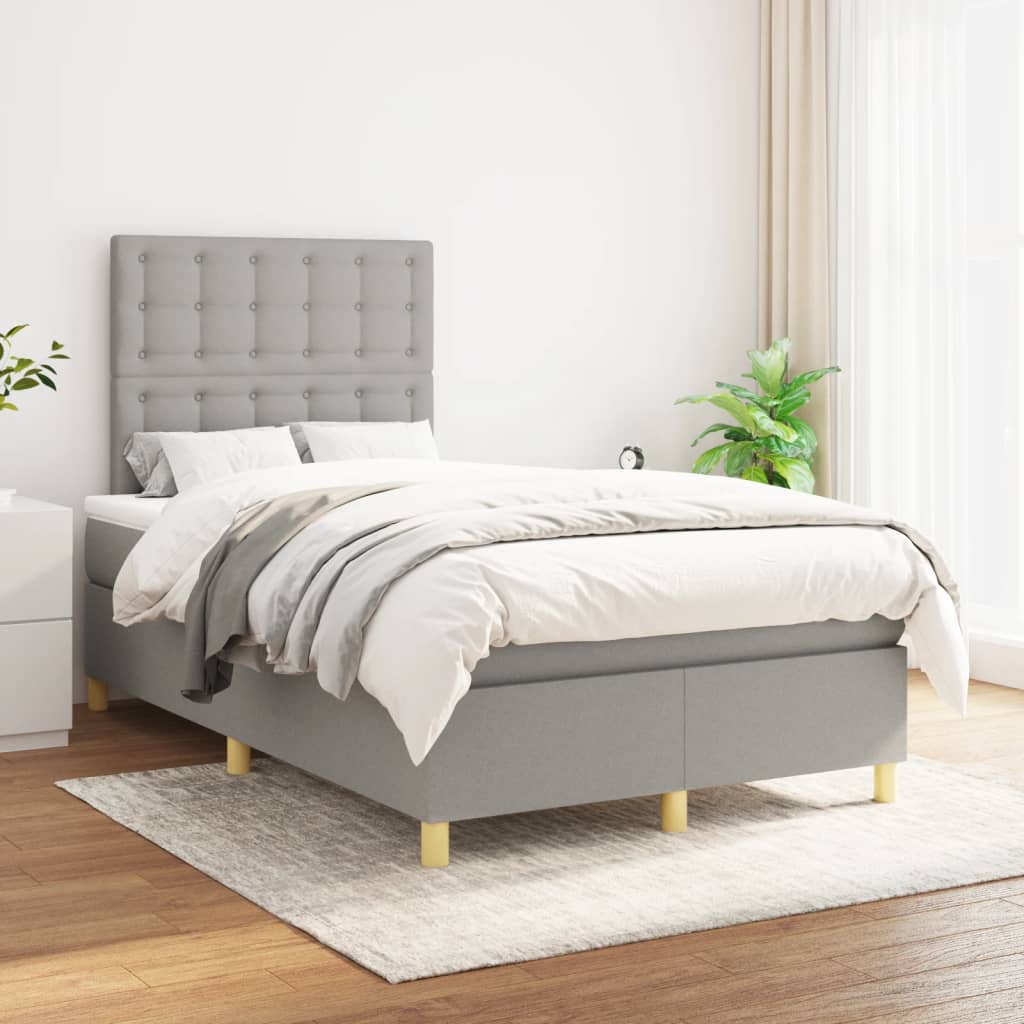 Sommier à lattes de lit avec matelas Gris clair 120x200cm Tissu - XIOS