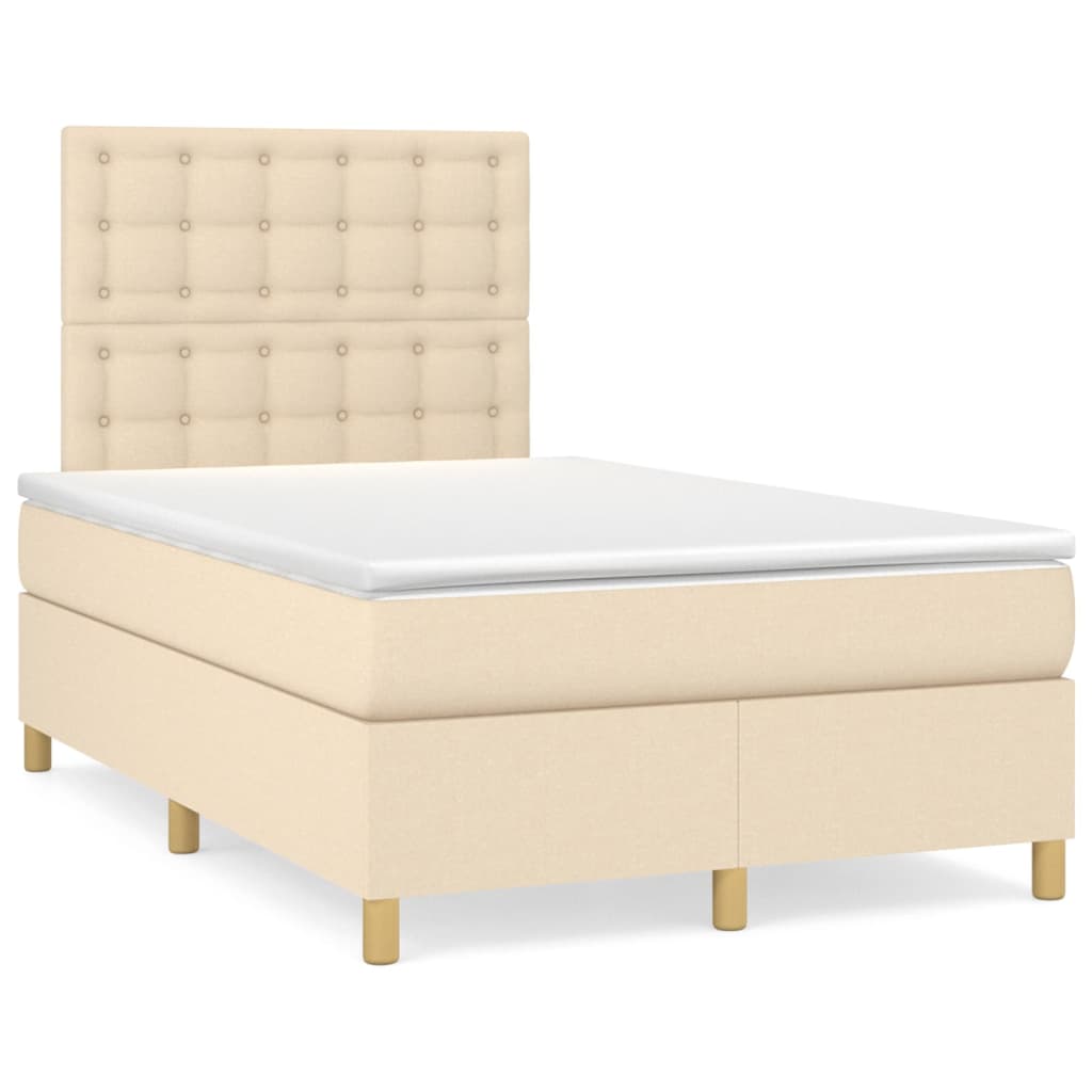 Sommier à lattes de lit avec matelas Crème 120x200 cm Tissu - XIOS