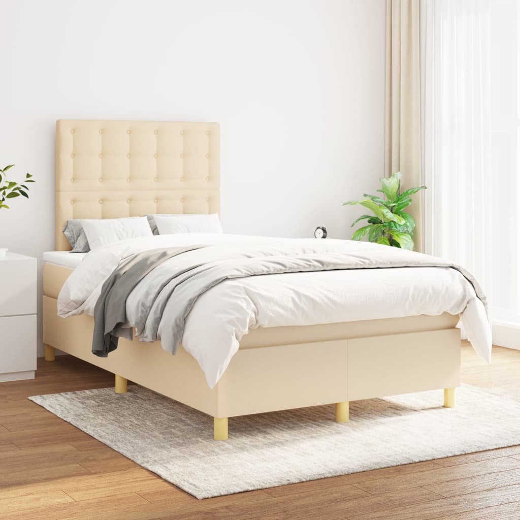 Sommier à lattes de lit avec matelas Crème 120x200 cm Tissu - XIOS
