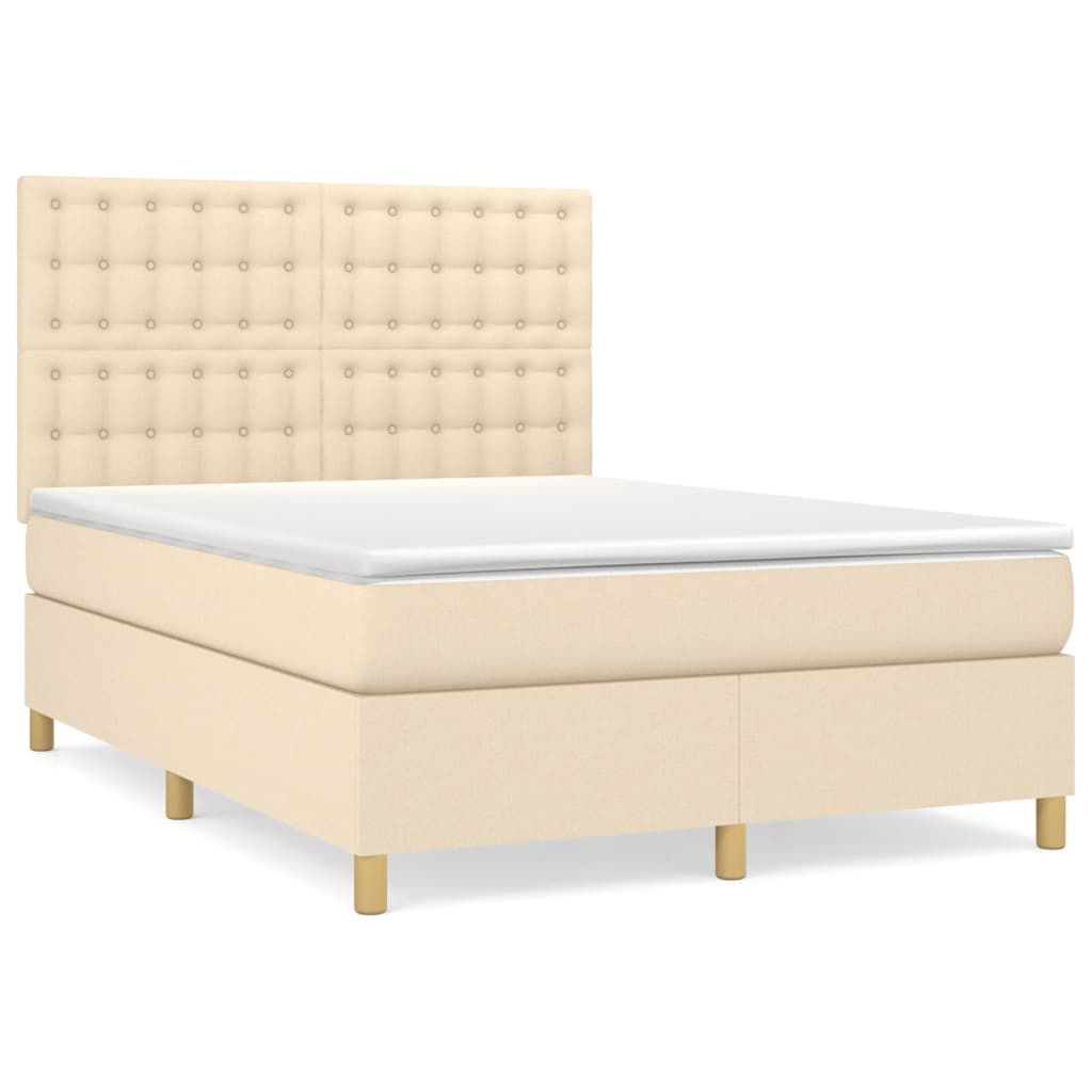 Sommier à lattes de lit avec matelas Crème 140x190 cm Tissu - XIOS