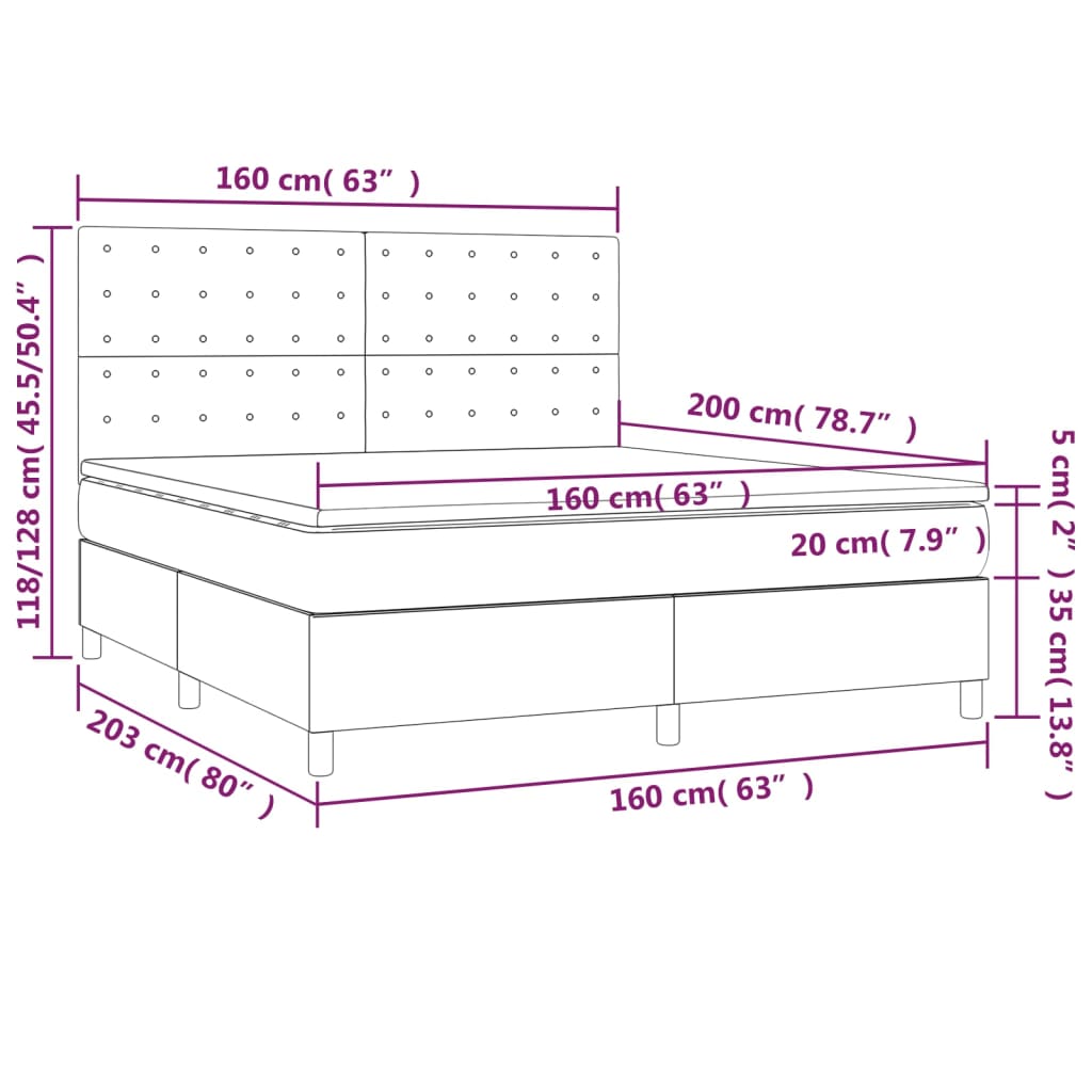 Sommier à lattes de lit avec matelas Gris clair 160x200cm Tissu - XIOS