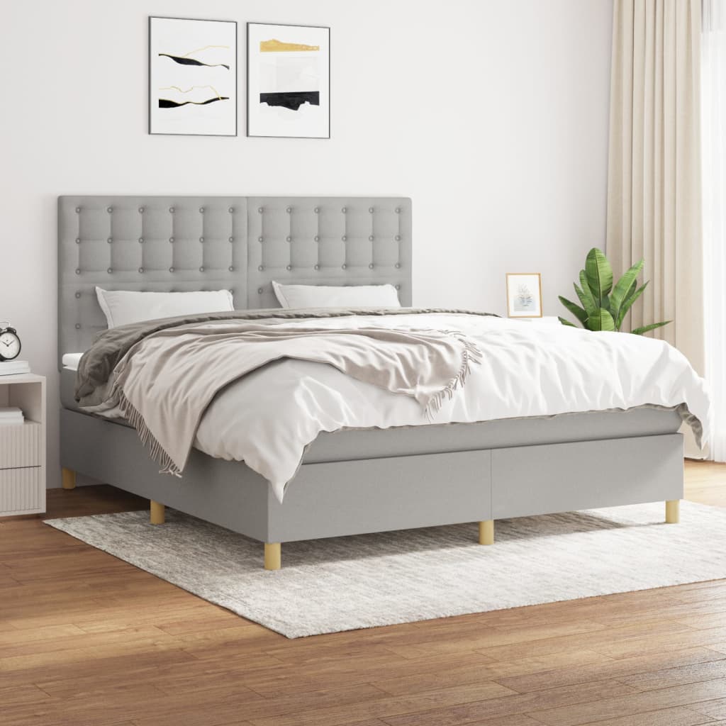 Sommier à lattes de lit avec matelas Gris clair 160x200cm Tissu - XIOS