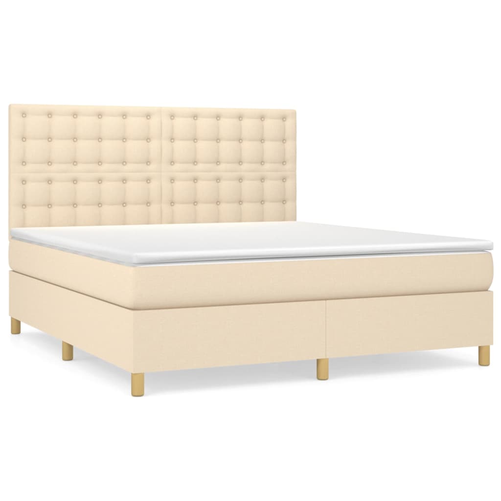 Sommier à lattes de lit avec matelas Crème 160x200 cm Tissu - XIOS