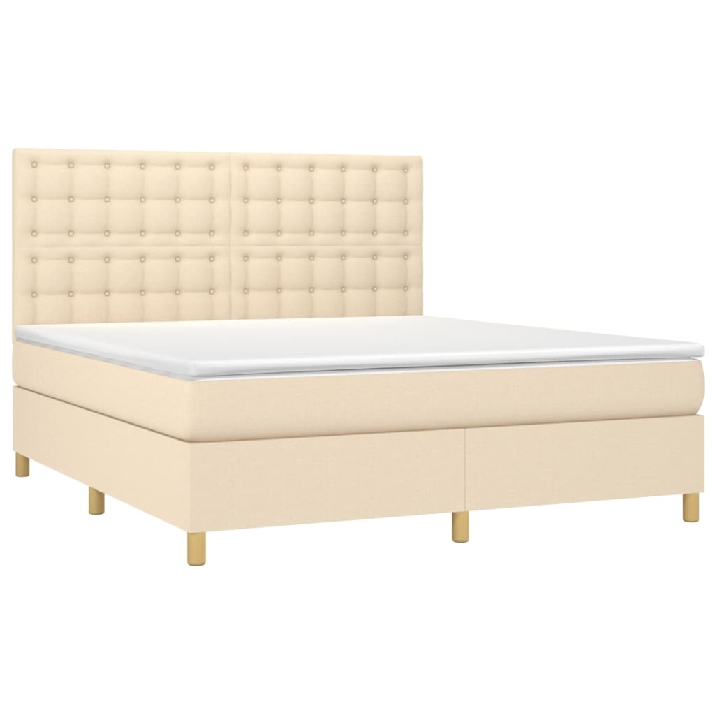 Sommier à lattes de lit avec matelas Crème 160x200 cm Tissu - XIOS