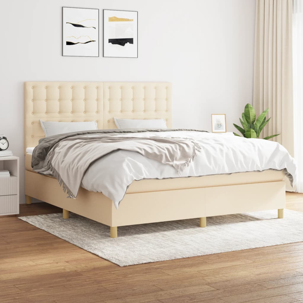 Sommier à lattes de lit avec matelas Crème 160x200 cm Tissu - XIOS