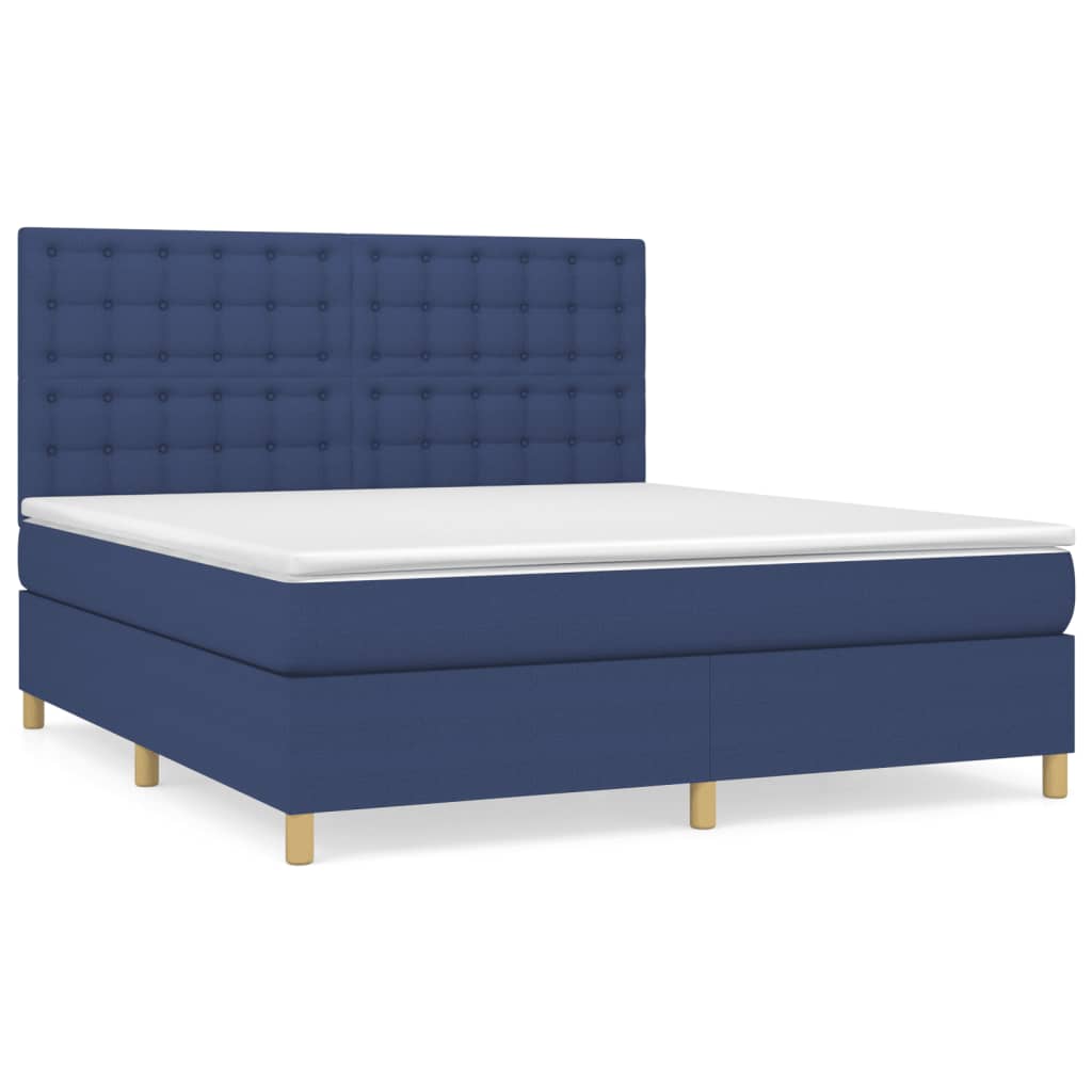 Sommier à lattes de lit avec matelas Bleu 160x200 cm Tissu - XIOS